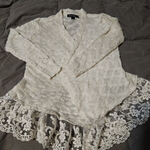 Almost famous lace bottom cardigan